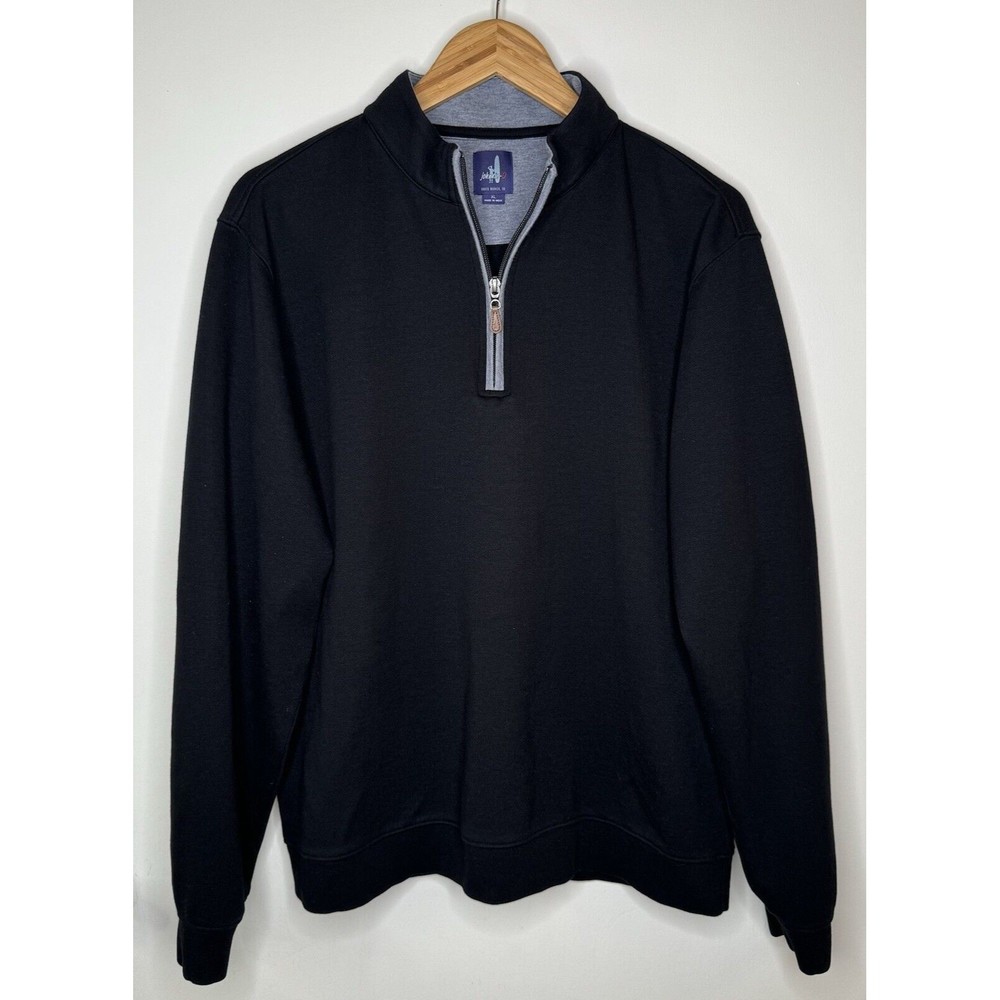 Johnnie-O Sweater Mens XL Black Sully Quarter Zip Pullover Sweatshirt Surf Golf